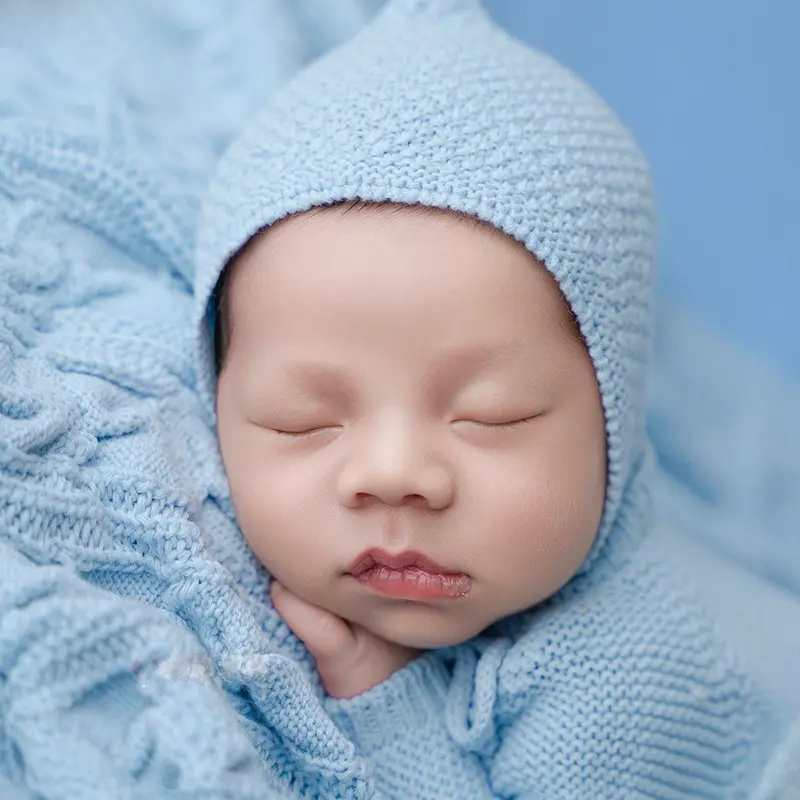 Blue Knitted Theme Set - Cozy Blue Newborn Photography Props - Image 5